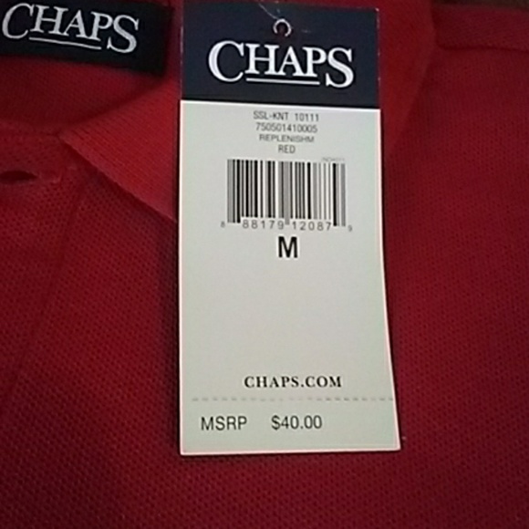 NWT CHAPS red polo shirt M - Picture 2 of 2